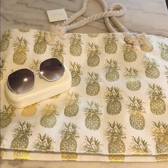 METALLIC GOLD PINEAPPLE CANVAS BAG - Picture 4 of 9